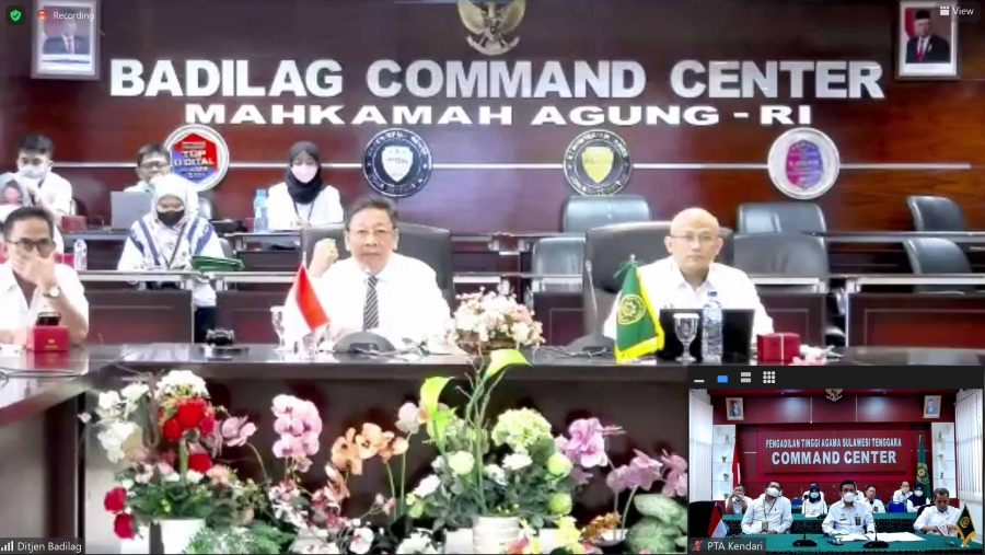 PTA Kendari mengikuti Sosialisasi Juknis Monitoring dan Evaluasi pada Aplikasi Access CCTV Online (A.C.O) (13/06/2022)