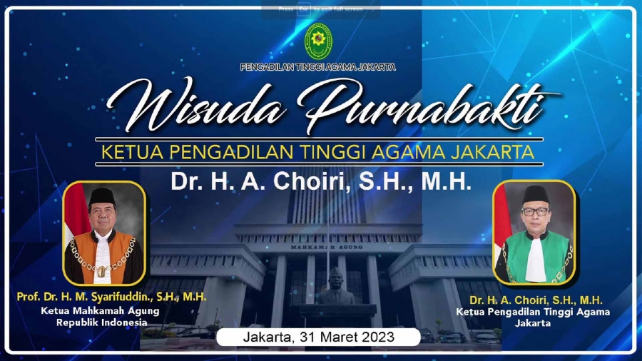 Wisuda Purnabakti Ketua Pengadilan Tinggi Agama Jakarta, Dr. H. A. Choiri, S.H., M.H. secara daring (31/03/2023)