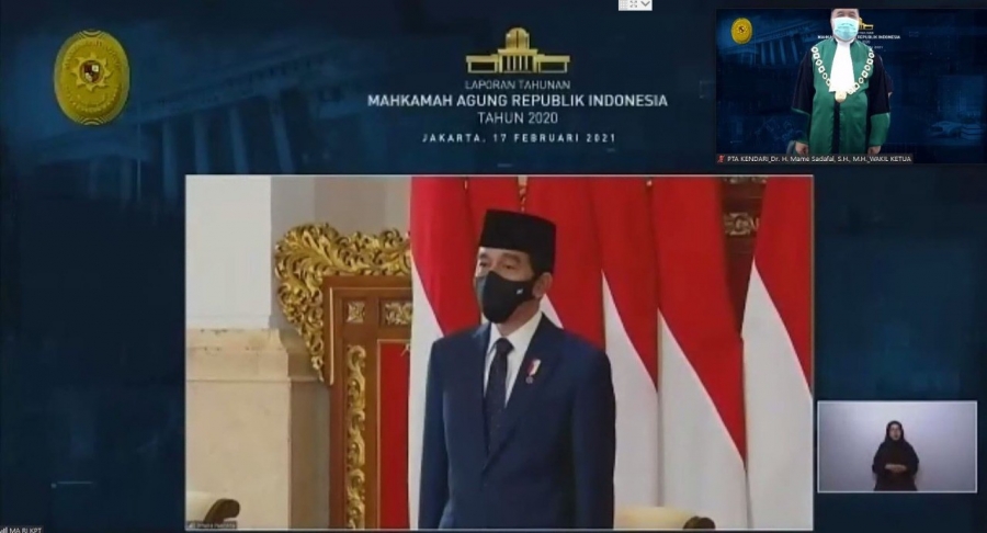 Presiden Republik Indonesia, hadiri sidang istimewa dalam rangka Laporan Tahunan Mahkamah Agung Republik Indonesia secara virtual