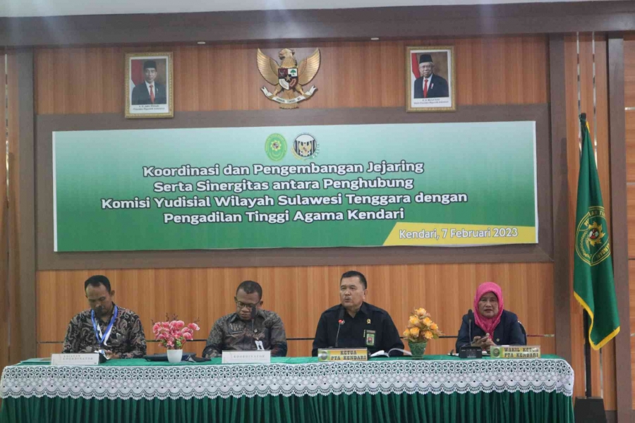 Kunjungan dalam rangka koordinasi Penghubung Komisi Yudisal Wilayah Sulawesi Tenggara dengan Pengadilan Tinggi Agama Kendari (07/02/2023)