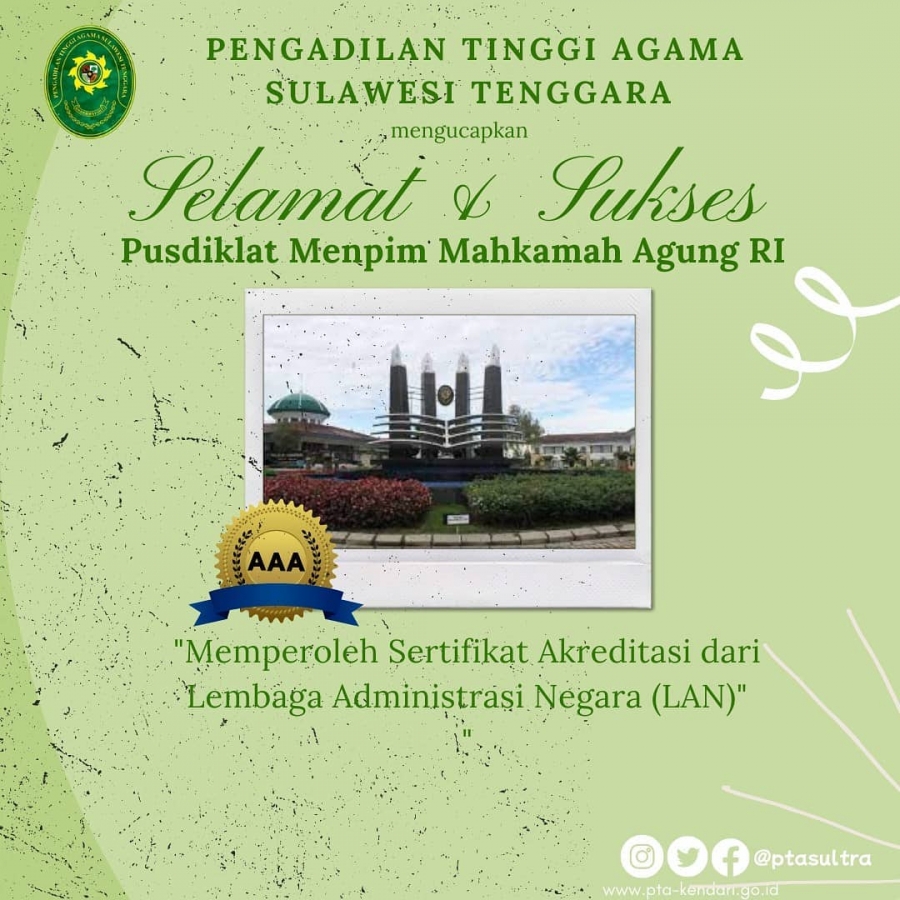 Selamat &amp; Sukses Pusdiklat Menpim MA RI