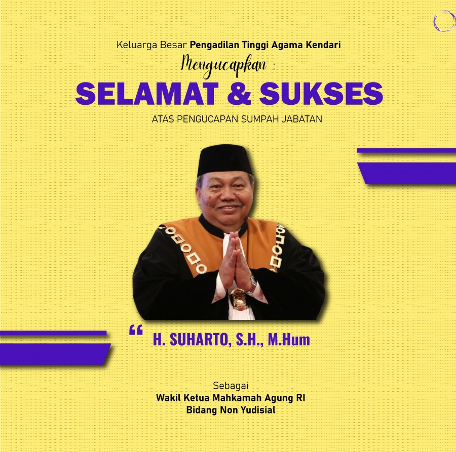 Ucapan Selamat &amp; Sukses Wakil Ketua MARI Bidang Non Yudisial