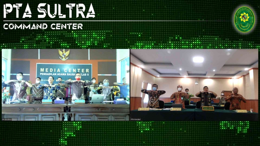 Acara pembinaan dan pengawasan PA Bau-Bau oleh PTA Kendari secara virtual, dibuka dengan pembacaan 8 nilai utama Mahakamah Agung