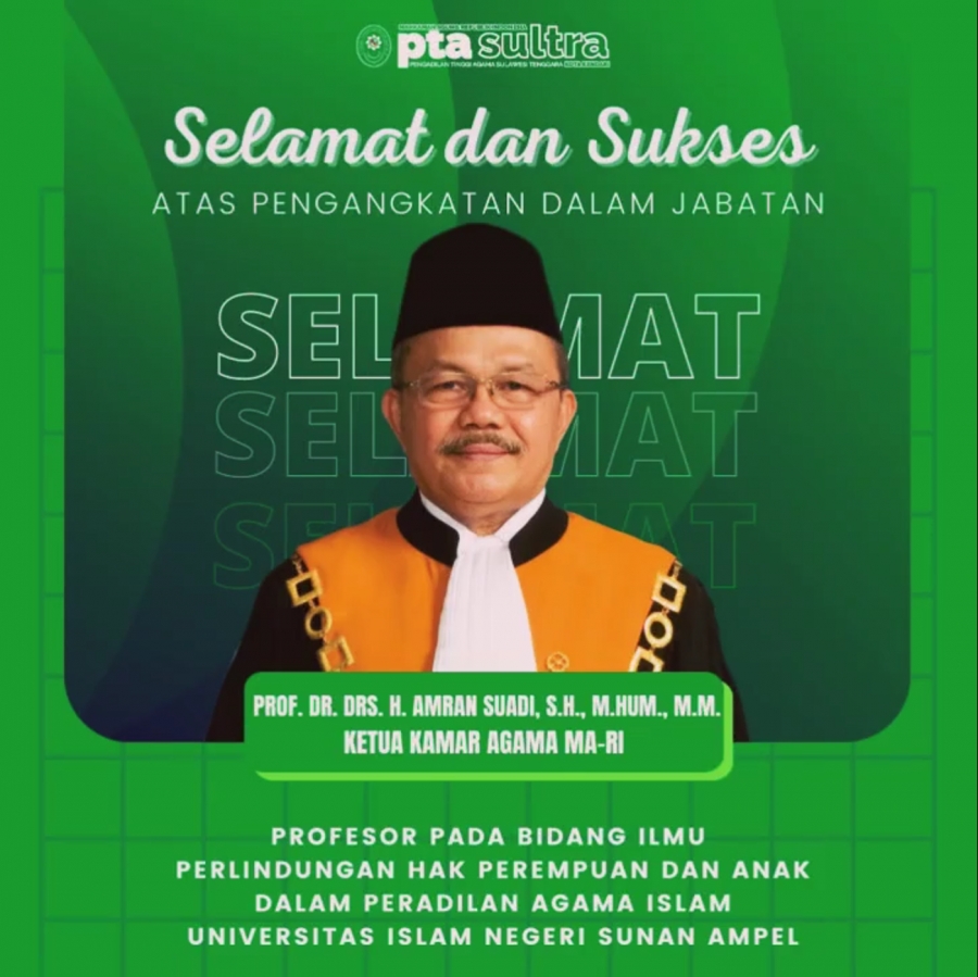 Selamat &amp; Sukses Kepada YM. Prof. Dr. Drs. H. Amran Suadi, S.H., M.Hum., M.M.