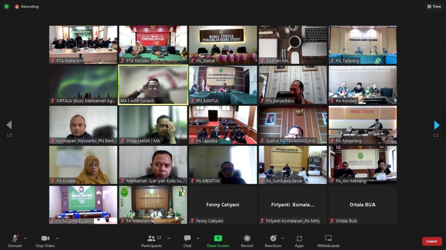 Pendampingan Pembangunan Zona Integritas oleh BUA MA-RI secara daring (15/03/2023)
