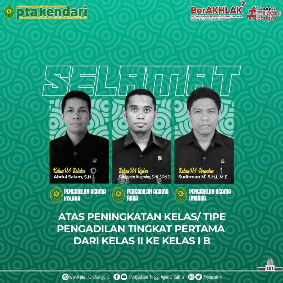 Selamat &amp; Sukses untuk Pengadilan Agama Kolaka, Raha, dan Unaaha