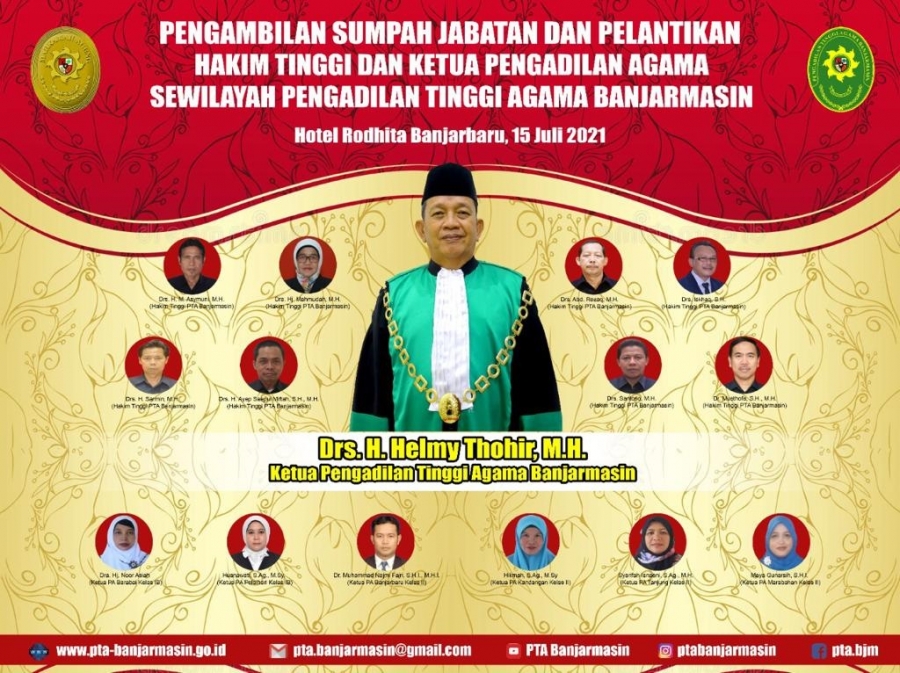 Pengambilan Sumpah Jabatan Hakim Tinggi dan Ketua Pengadilan Agama se Wilayah Pengadilan Tinggi Agama Banjarmasin