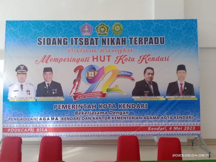 Ketua Pta. Kendari Menghadiri Acara Sidang Isbat Nikah Terpadu Dalam Rangka Hut Kota Kendari Ke - 192