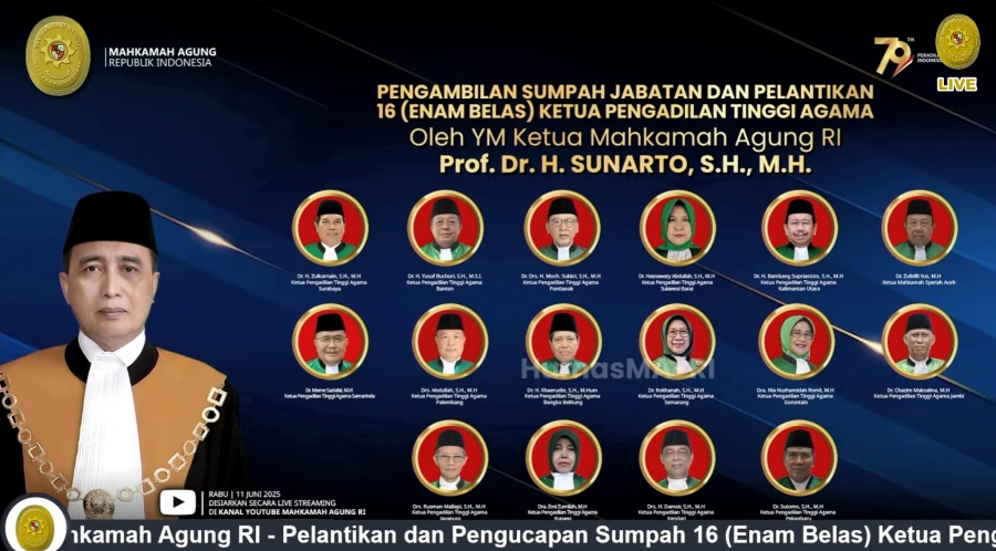 PELANTIKAN DAN PENGAMBILAN SUMPAH JABATAN KETUA PENGADILAN TINGGI AGAMA KENDARI OLEH KETUA MAHKAMAH AGUNG RI