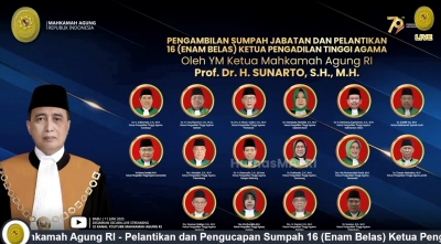 PELANTIKAN DAN PENGAMBILAN SUMPAH JABATAN KETUA PENGADILAN TINGGI AGAMA KENDARI OLEH KETUA MAHKAMAH AGUNG RI