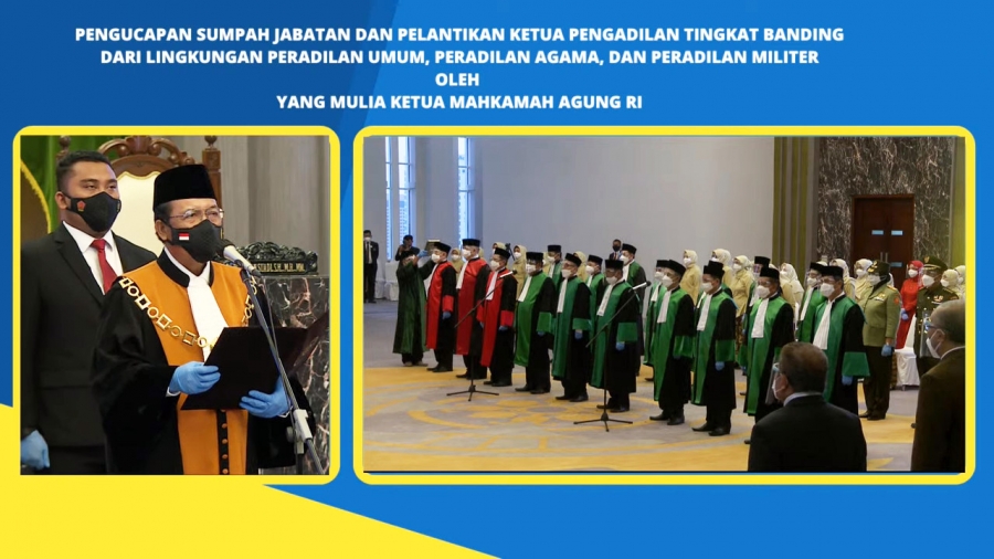 Ketua Mahkamah Agung RI mengambil sumpah Ketua PTA Kendari beserta Ketua Pengadilan Banding lainnya (08/02/2022)