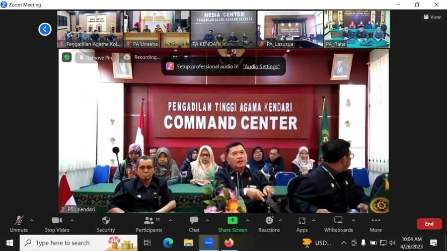 Monitoring Online Kedisiplinan  Ketua Pengadilan Tinggi Agama Kendari Pasca Cuti Bersama Idul Fitri 1444 H.