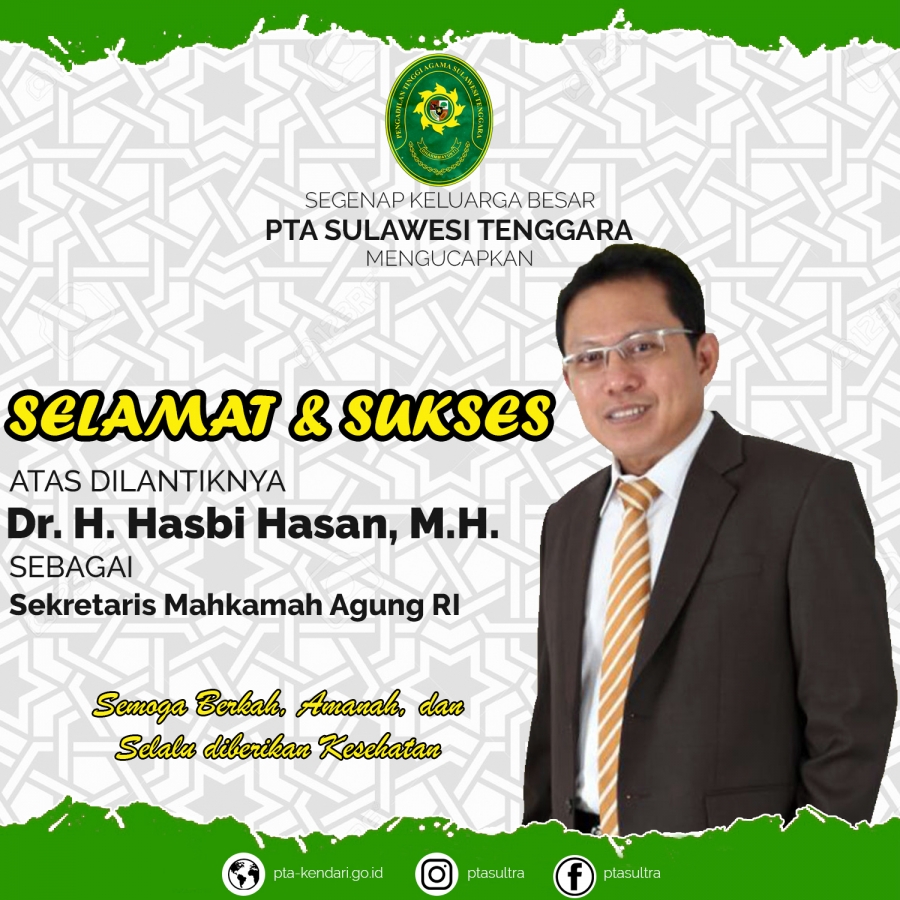 Selamat dan Sukses Dr. H. Hasbi Hasan, M.H. sebagai Sekretaris Mahkamah Agung RI