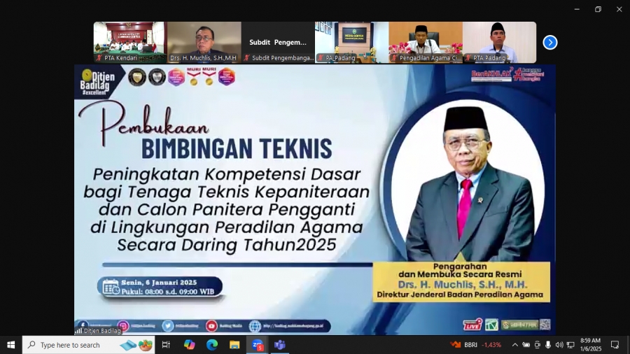 Pembukaan Bimtek Peningkatan Kompetensi Dasar bagi Tenaga Teknis Kepaniteraan dan Calon Panitera Pengganti Peradilan Agama Tahun 2025